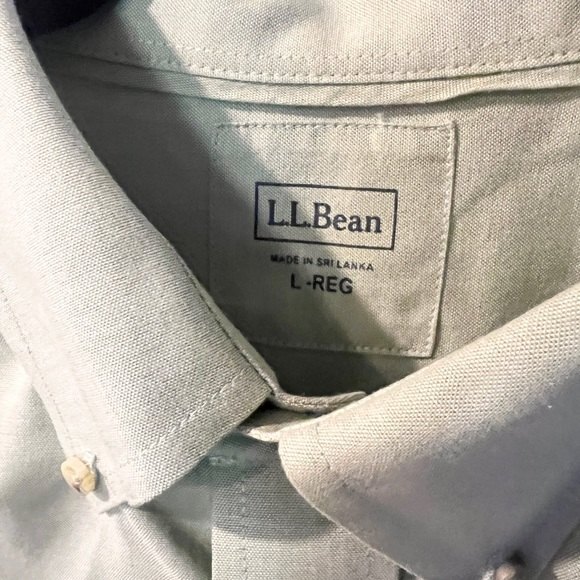 LL Bean Oxford Shirt Mens sz L Traditional Fit Button front green Wrinkle Free - Picture 4 of 7